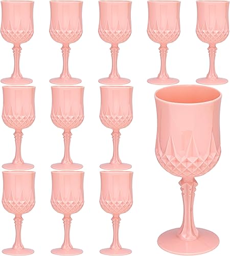 Miniatura 14 de JLYLOL Copas de Vino Vintage de Plástico 7OZ Copas de Plástico Vintage Vasos para Beber 24PCS Cristalería Retro para Bodas Copas de Agua Negro
