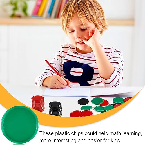 Vista 13 de Coopay Fichas de póquer de plástico de 1 1/2 pulgadas, contadores de aprendizaje, discos de conteo de fichas de bingo, marcadores para práctica