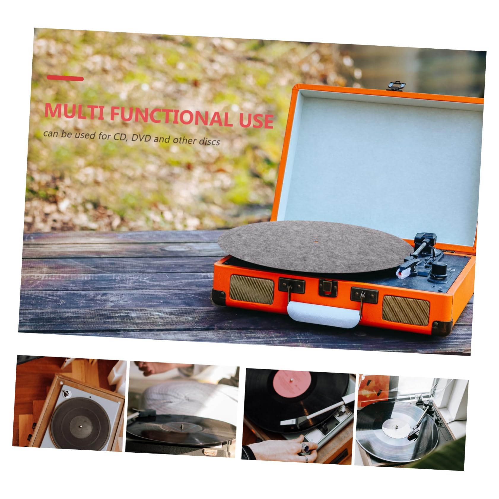 COSMEVIVI 2pcs Felt Record Player Mats Slip Vinyl Turntable Protectors Vibration Control for Enhanced Sound for Home Music Enthusiasts
