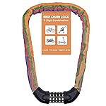 NDakter Bike Lock, 5 Digit Combination Heavy Duty Anti Theft Bicycle Chain Lock, 2.62/3.2/4.27/5/6Ft Long, High Security Resettable, Suitable for Bike, Scooter, Door, Gate, Fence-4/6mm Thick