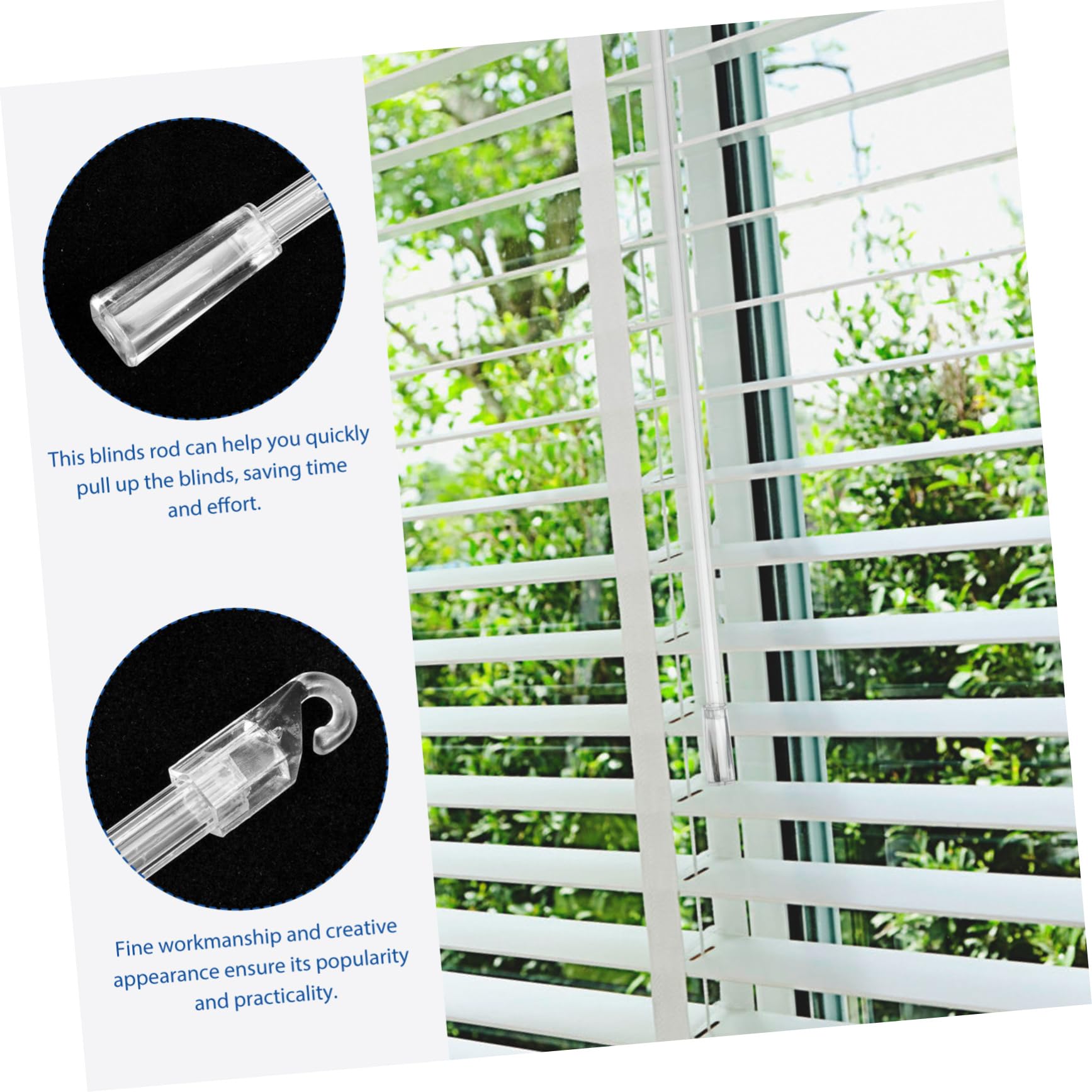 Zerodeko 6pcs Transparent Curtain Vertical Blinds Pulling Rod for Office and Home Use Easy Installation Lightweight Design Fits All Curtain Types