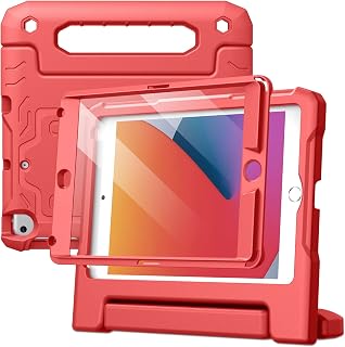 JETech Kids Case for iPad Mini 5/4/3/2/1 (7.9-Inch, 2019/2015/2014/2013/2012 Model) with Built-in Screen Protector, Shockproof Full-Body Handle Stand Tablet Protective Cover (Red)