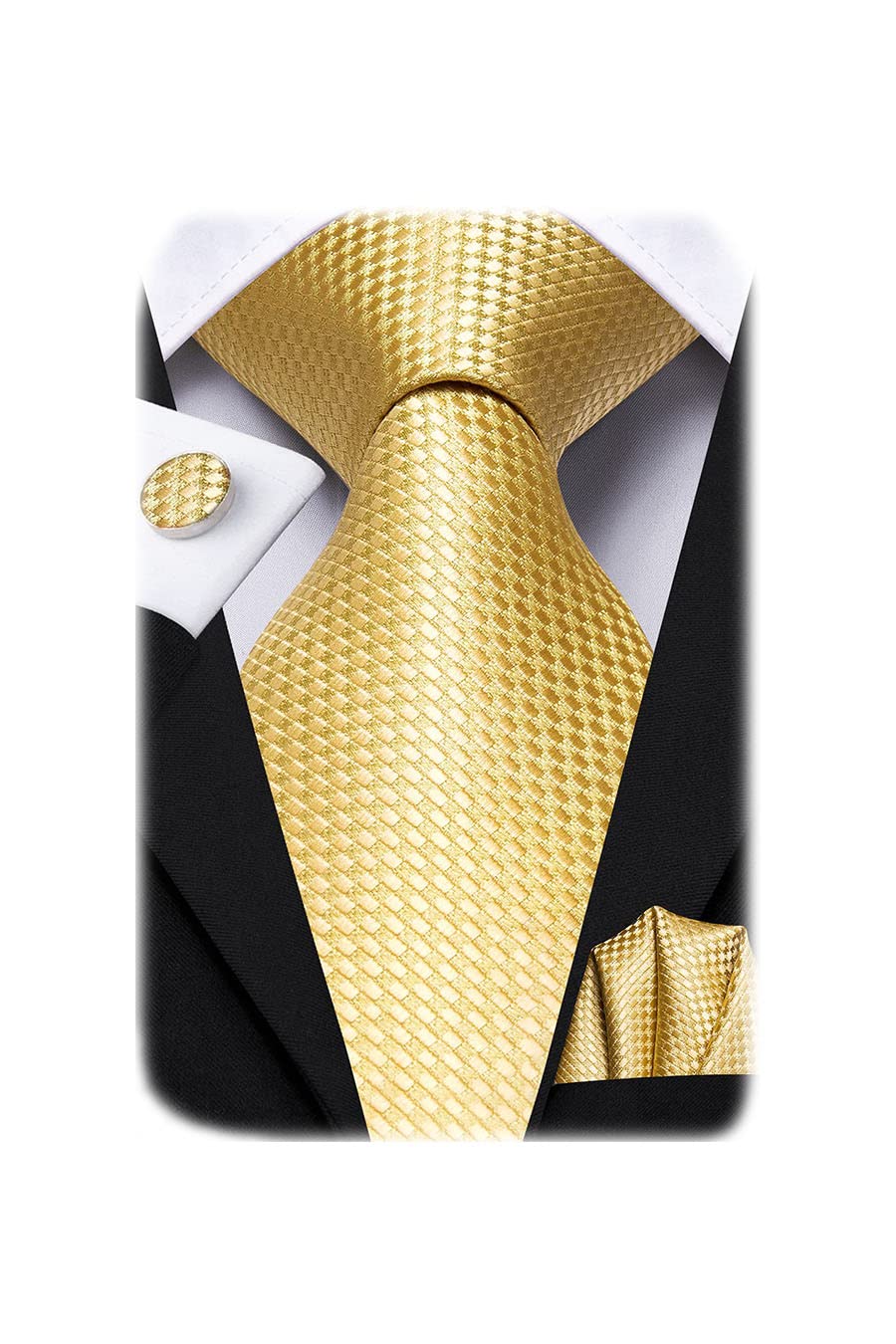 Hi-TieMen 63inches Tie Set Extra Long Necktie Paisley Tie Pocket Suqare Cufflinks Big and Tall Men Tie