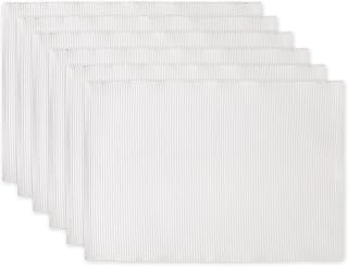 DII Basic Everyday Ribbed Tabletop 100% Cotton, Placemat Set, 13x19, White, 6 Piece