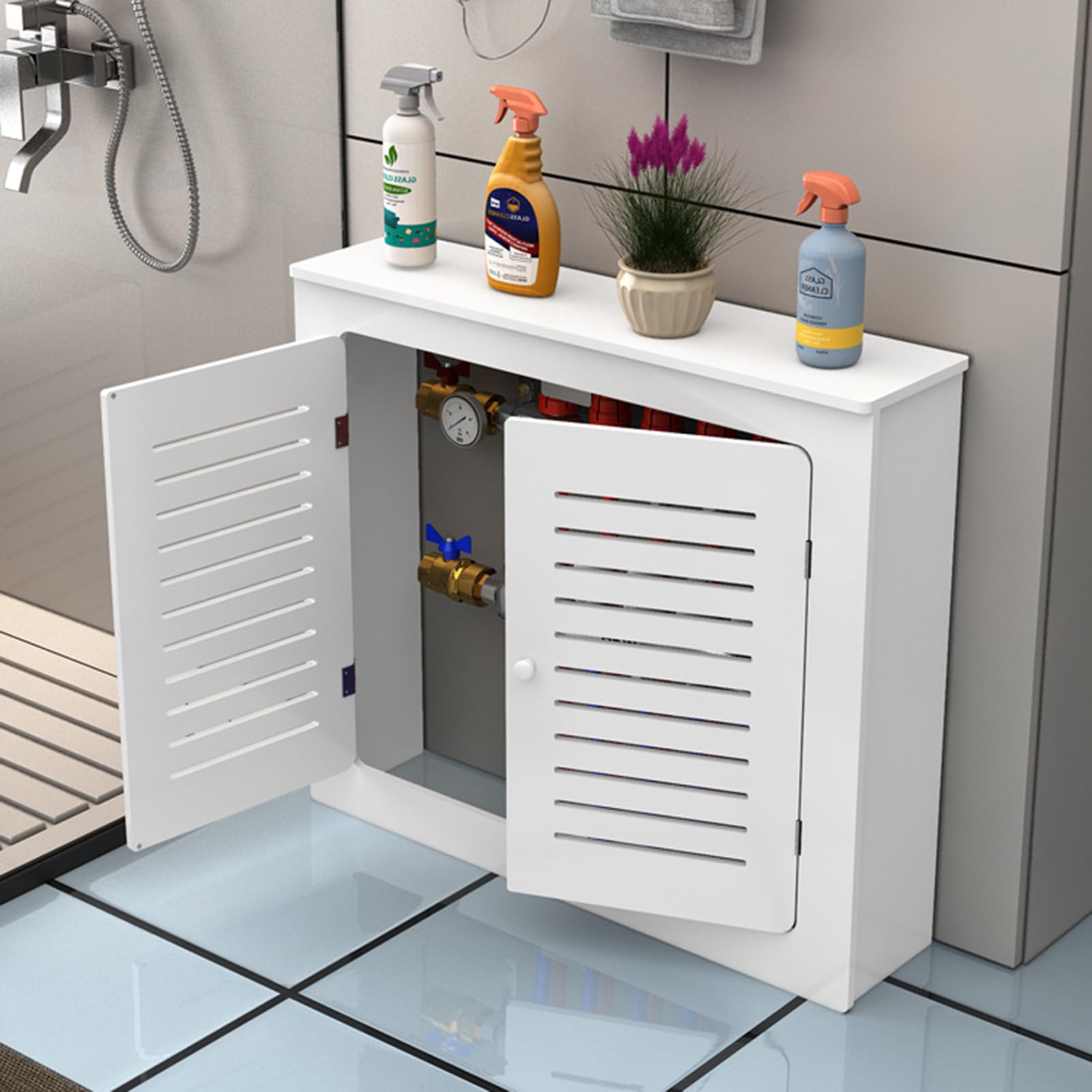 Cubierta del radiador con el almacenamiento, gabinete moderno del protector del calentador para la oficina en casa, pantalla decorativa segura para ocultar tuberías y prevenir quemaduras, estante de a