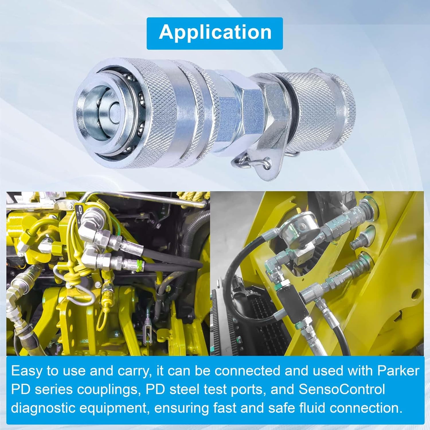 Adap-Cat Hydraulic Pressure Test Coupling Kit, G1/8 Quick Connect, for PD Series Coupler, Most Brand Excavator Construction Machinery Such as Caterpillar, John Deere, Case, Cummins