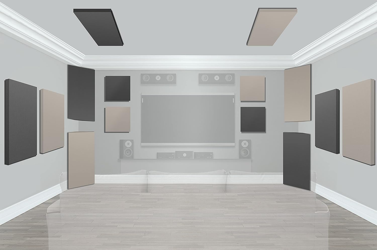 Home Theater, Listening Room and Studio Control Room Package II - (6) 48x24x2 in and (4) 24x24x2 in Panels, (4) 48x24x4 in Bass traps