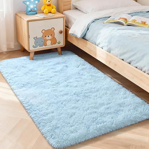 Miniatura 2 de Merelax - Alfombra moderna de pelo largo para interiores, suave y antideslizante, para dormitorio, sala de estar, dormitorio para niños y guardería,