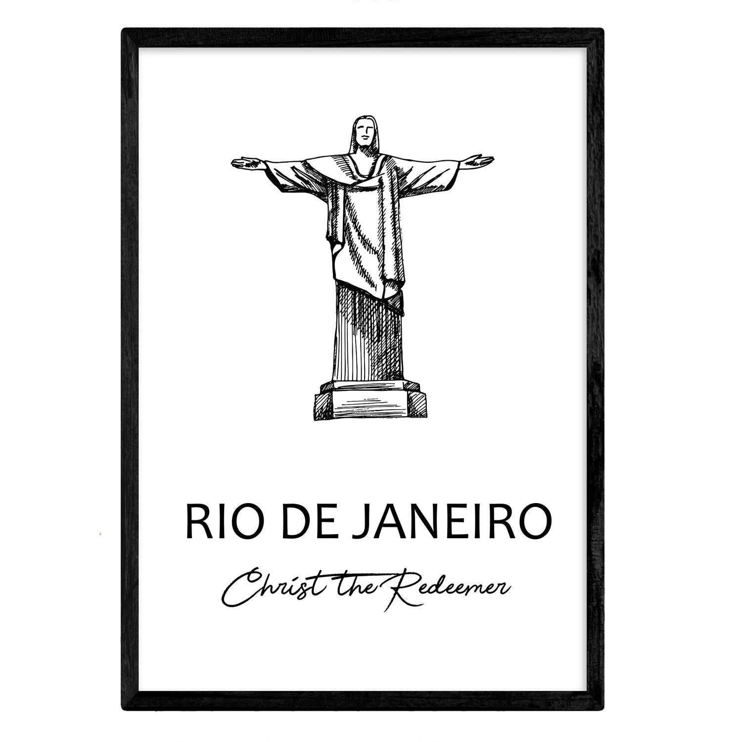 Nacnic Poster of Rio de Janeiro - Christ the Redeemer. Sheets with monuments of cities. A3 size