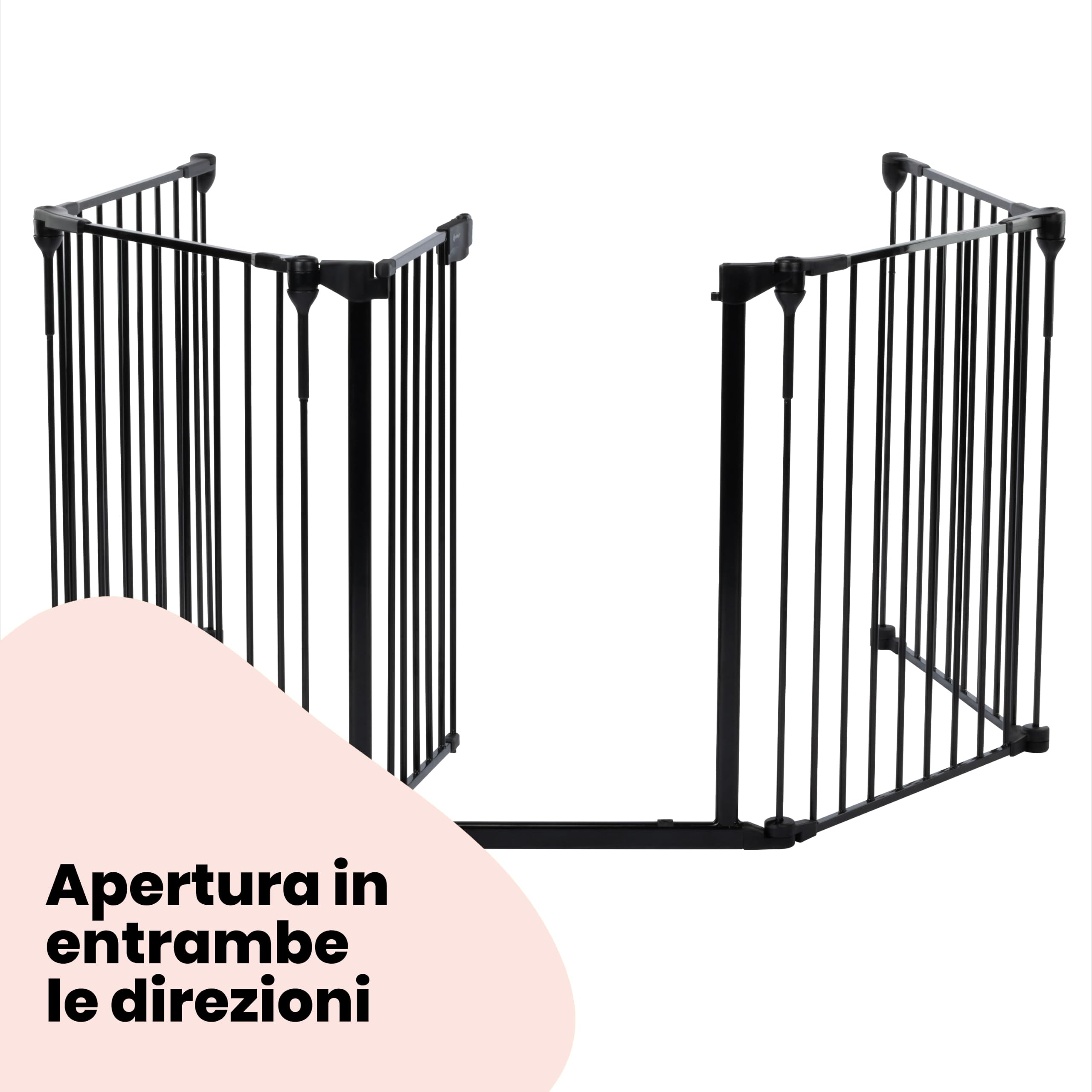 Safety 1st Modular 5 Panel cancelletto per bambini, 64-296 cm, Black | cancelletto per scale extra largo, per spazi irregolari e ampi, blocco extra sicuro, installazione rapida