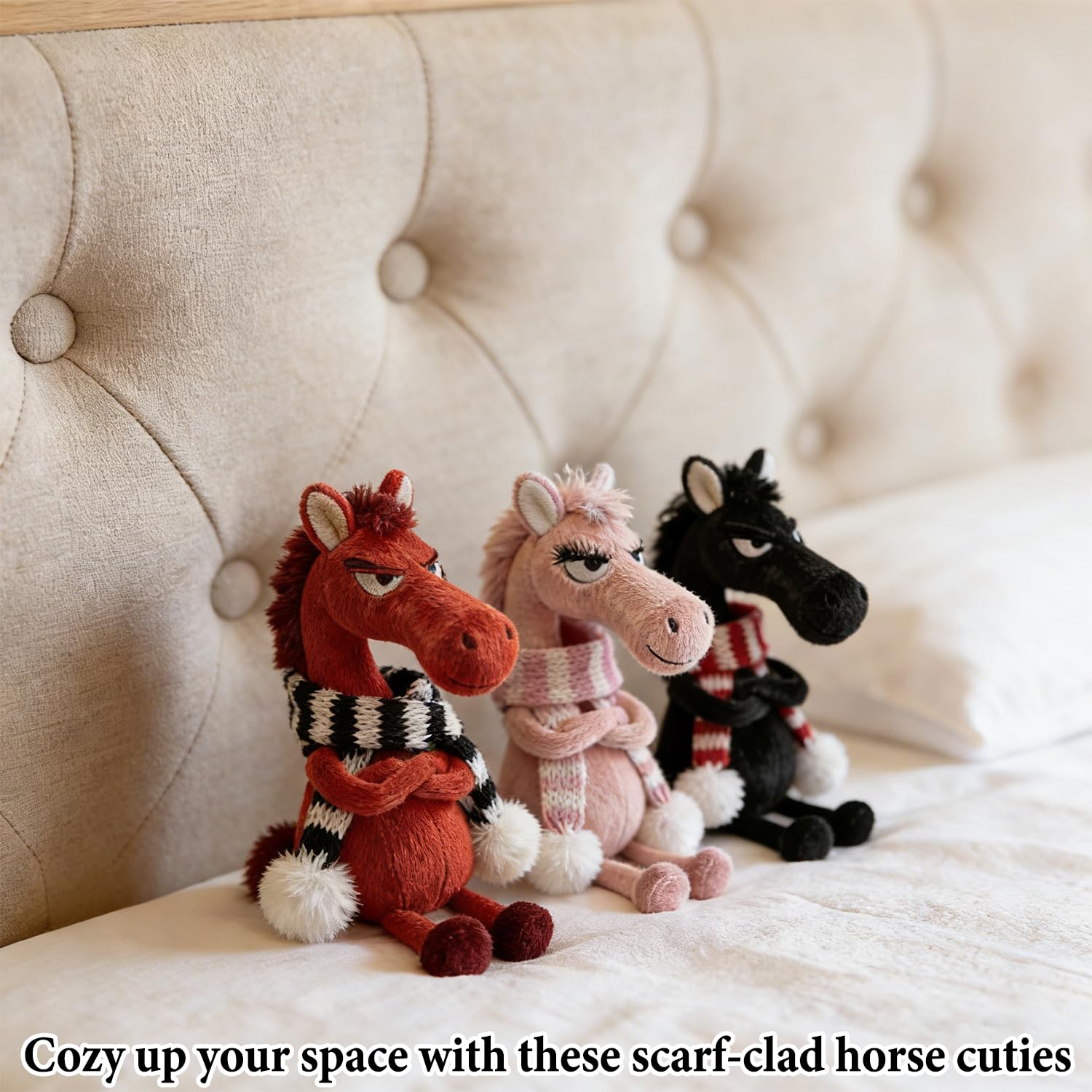 Mascotte 2026 Anno del Cavallo Portachiavi Cavallo Peluche, Talismano Rosa/Nero/Rosso, Per Chiave Zaino Borsa, Regalo Compleanno Donne Uomini Bambini Ciondolo Animale - 1