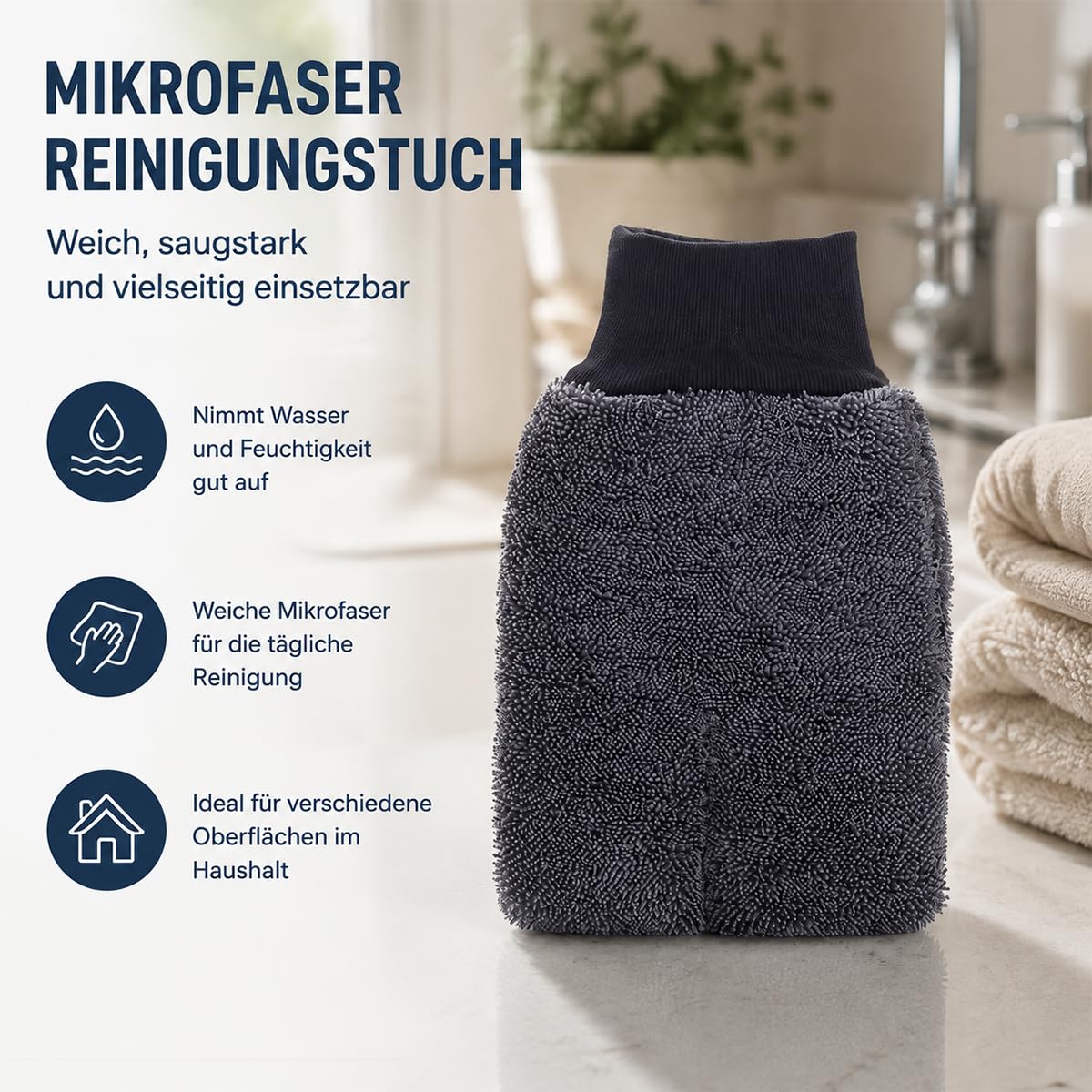 DZ'HUE Ultra Wipes Dry Gloves Absorbent Microfibre, Waschhandschuh, Händehandtuch, Mikrofaser, Multifunktions Reinigungstuch, Sanfte Reinigung, für Fensterputzen, Auto & Haushalt (6 Stück)