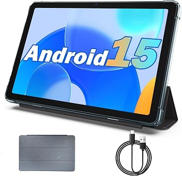 COLORROOM Tablet 10 inch Android 15 Tablets, 12GB+64GB/1TB Expand, Quad-Core Processor, 1280x800 Touch Screen Display, WiFi 5, Dual Cameras, 6000mAh Battery