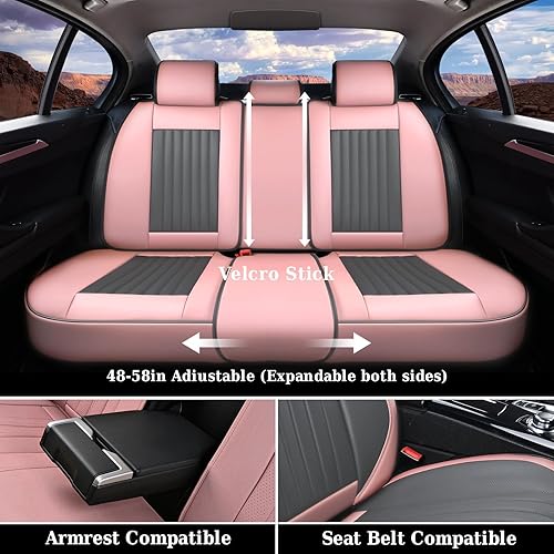Vista 172 de Coverado Juego completo de fundas para asiento delantero y trasero para automóvil, cuero, impermeables, acojinadas, protectoras, ajuste universal