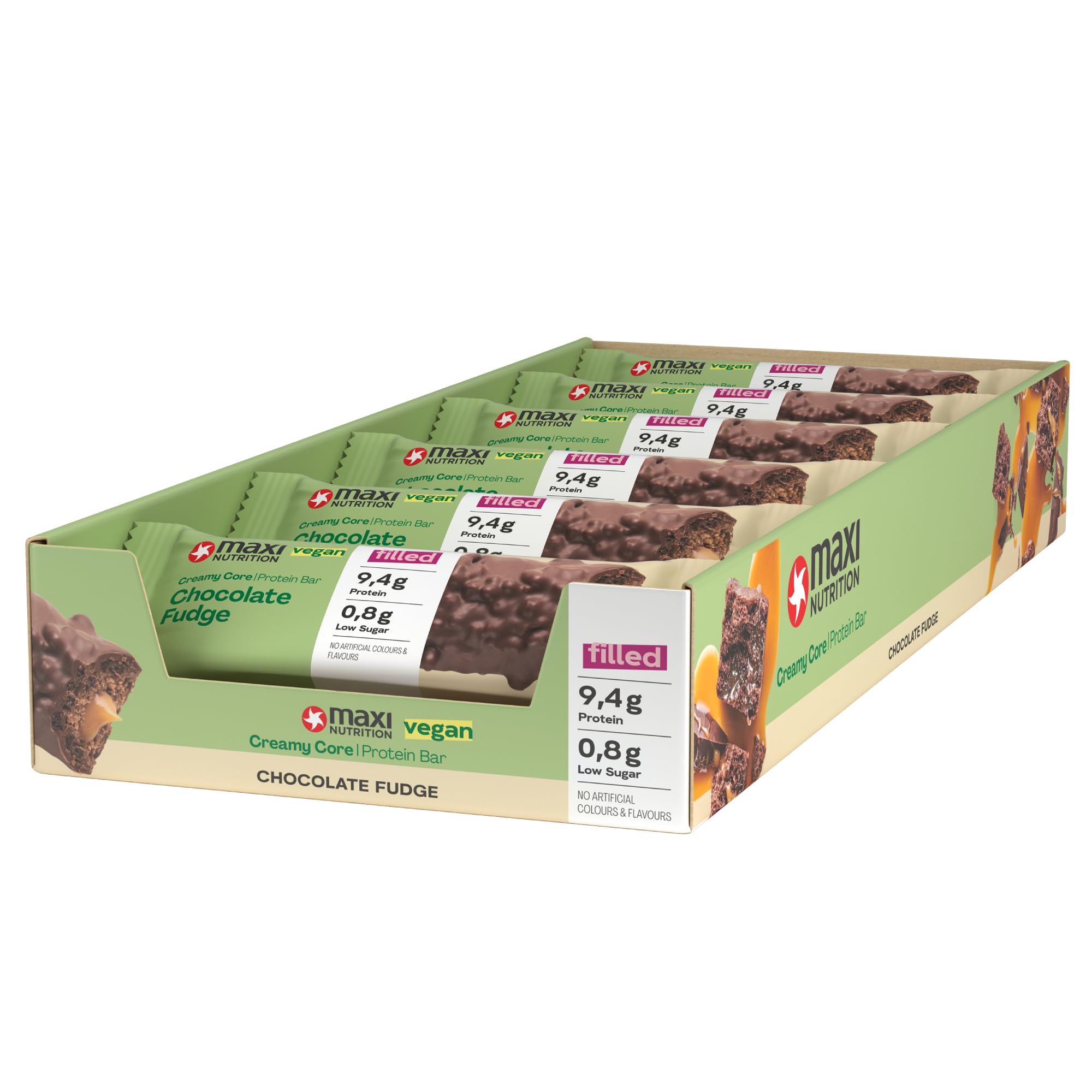 Maxi Nutrition Vegan Creamy Core Protein Bar Chocolate Fudge 45 grams | With 9.4 G Of Protein | Vegan | Low Sugar | No Artificial Flavours