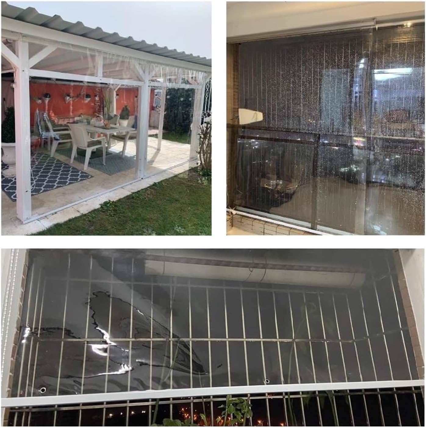 Outdoor Windproof Waterproof Transparent Heavy Duty PVC Roller Shade Thermal Insulated Draft Stopper for Garage, Patio, Door, Pergola, Shop Front Custom, 0.5MM Clear Vinyl(117x350cm)