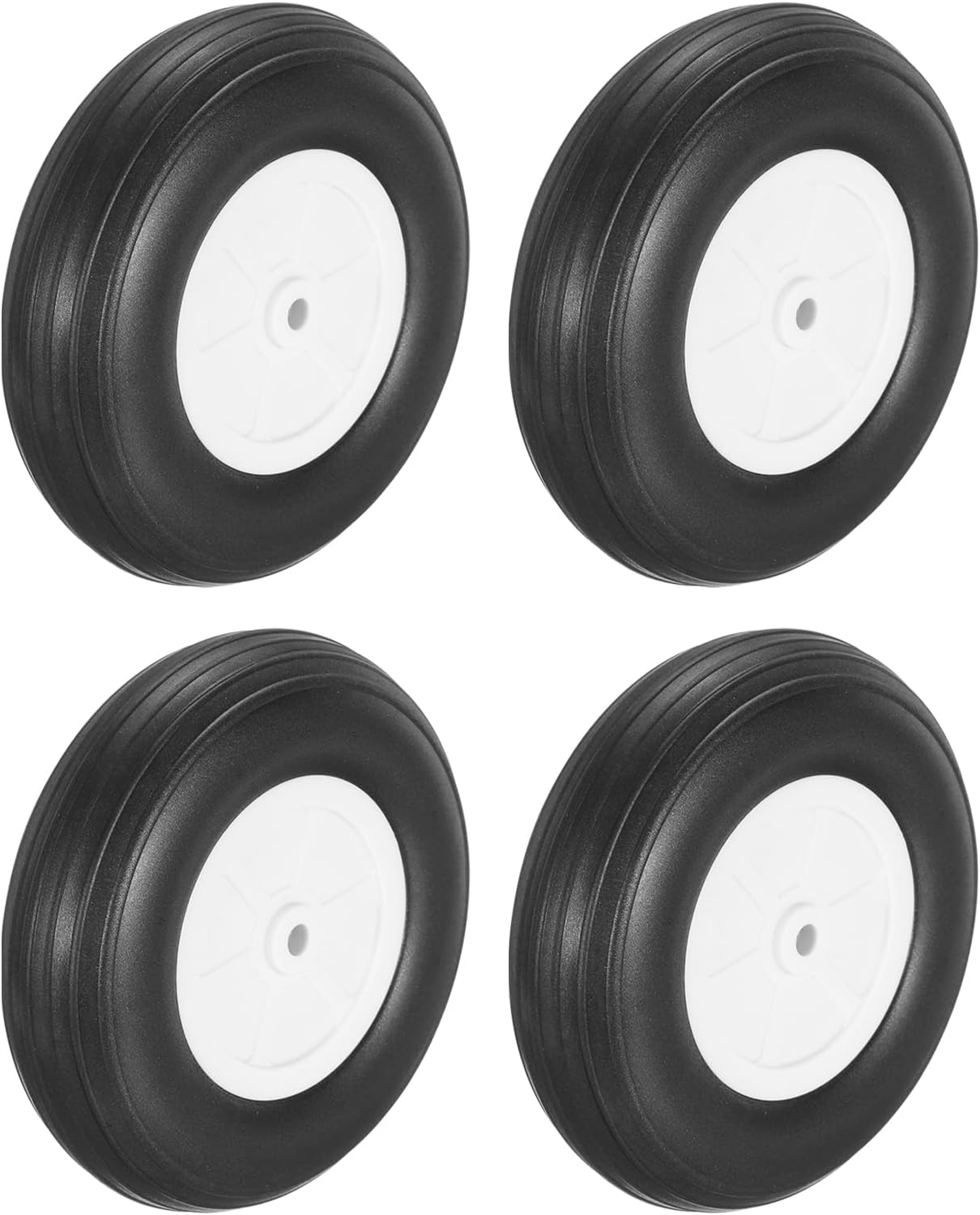 MECCANIXITY 4 Pcs RC Airplane Wheels, 4 Inch OD RC Plane Parts Wheels Model Airplane Light PU Sponge Tire Tail Foam Wheel for DIY RC Model Plane Aircraft Black