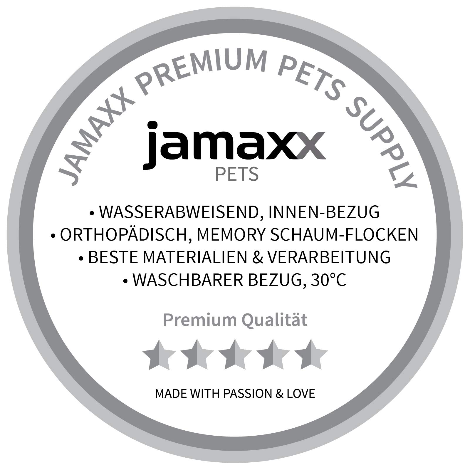 jamaxx-pets Premium Hundekissen Orthopädisch Weich Memory Foam, Waschbar, Nässeschutz Wasserabweisend - Dicke Füllung Visco Elastisch, Flauschig Samtartiger Stoff, Hundebett PDB1001