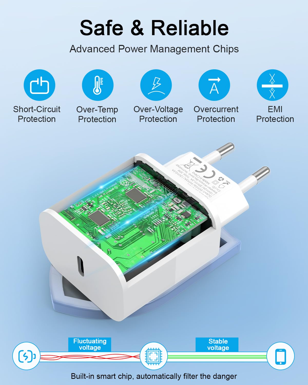 Amoner 30W Caricatore iPhone 15/16, Rapido Caricabatterie e 2M Cavo USB C for iPhone 16/16 Pro/16 Pro Max/16 Plus/15 Pro/15 Pro Max/15 Plus/Pad Pro Fast Charger Presa Alimentatore Adattatore Spina