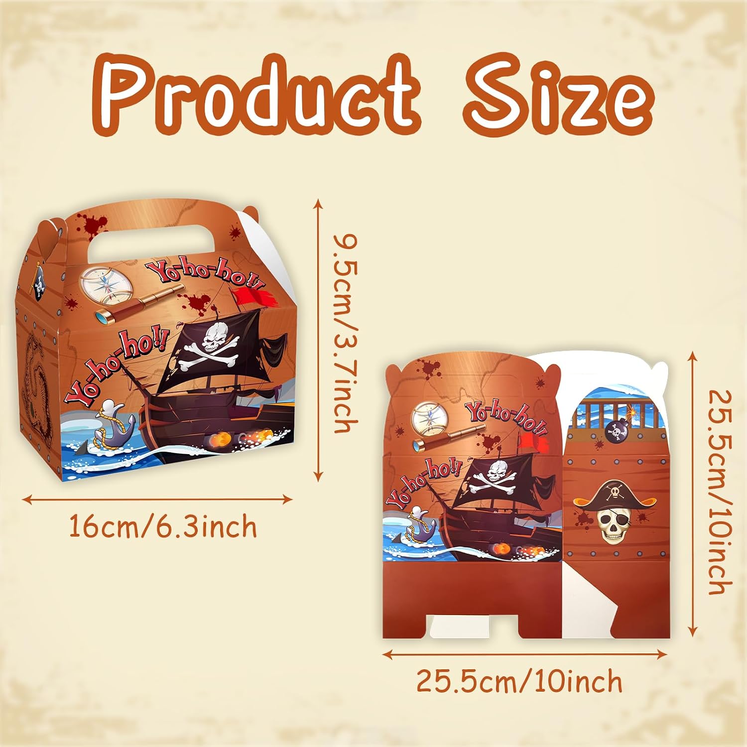 Geluode Pirate Goodie Treat Box, 12 Pieces Pirate Treasure Treat Chest Decoration Party Favor Goodie Box, Candy Decoration Box for Kids Baby Shower Pirate Themed Birthday Party Halloween Supplies image 2