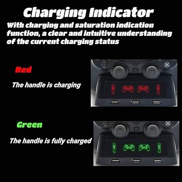 Controller Charger, Multi-Functional Dual USB Charging Dock Controller Charging Station with Green and Red Indicator Light for/Move/VR Controller.
