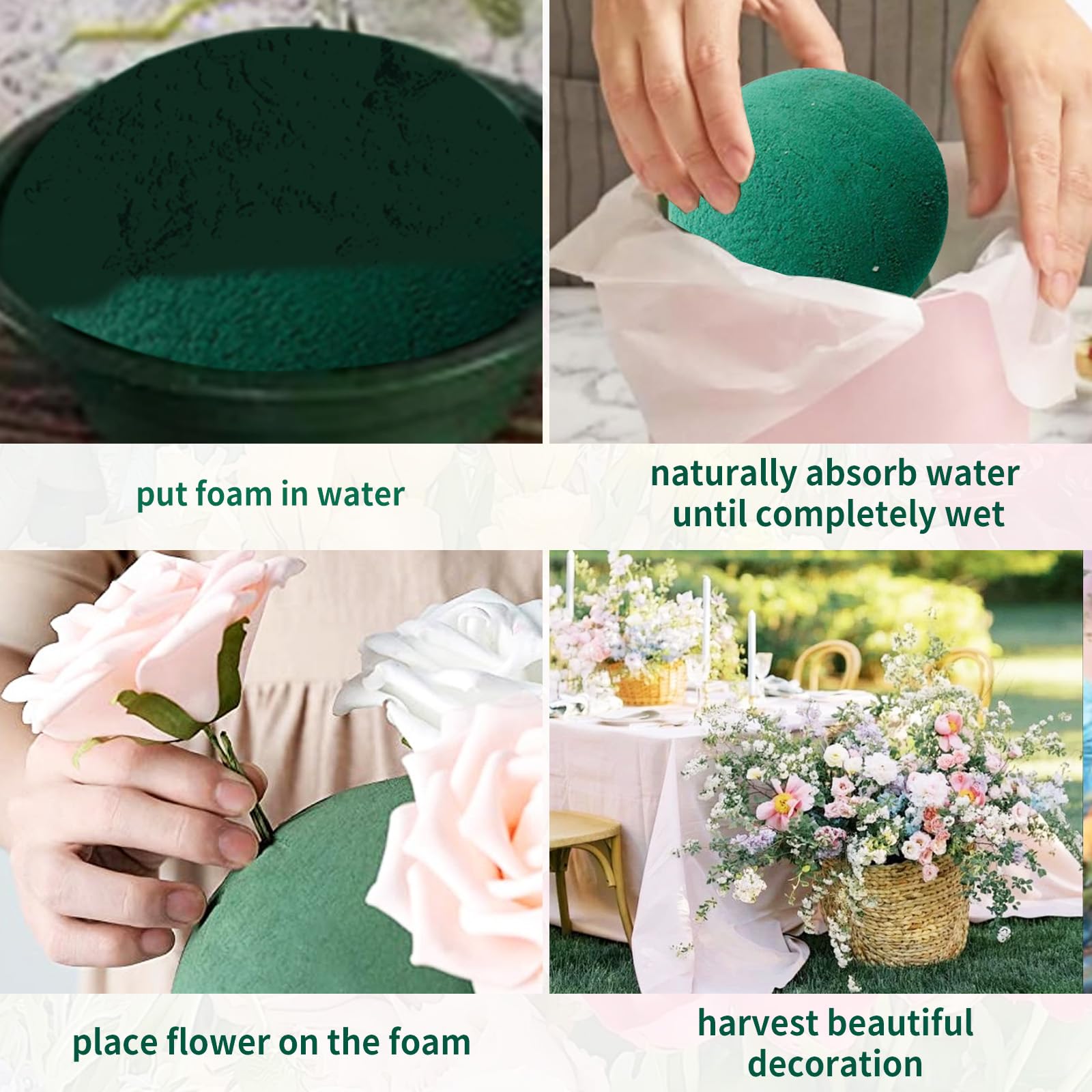 Mousse Florale Travaux Manuels Lot De 8 Boules De Mousse Florale Verte 9cm - Idéal Compositions Et Travaux Manuels Boules Arrangement Fleurs