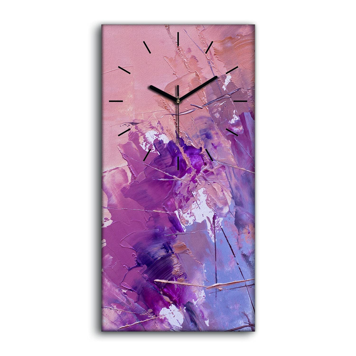 Horloge sur toile moderne 30x60cm tableau abstrait coloré pour salon