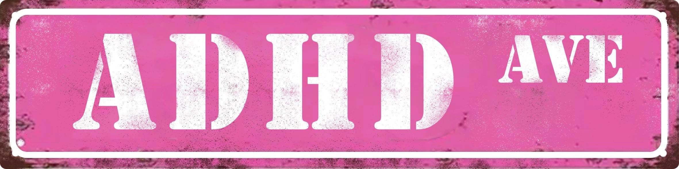 Adhd Ave Street Sign Retro Funny Wall Decor Metal Tin Signs Fall Season Horror Theme Inappropriate Humor Bar Home College Dorm Decor 16x4 in