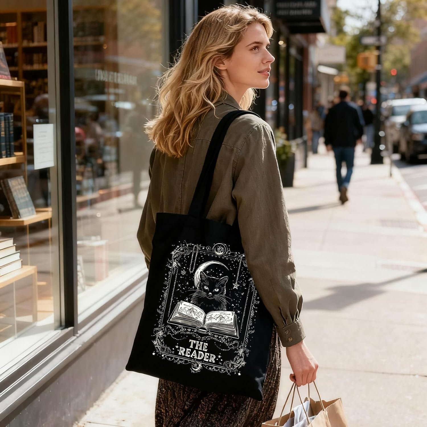Gothic Bag Shopping Reusable Grocery Bags, Black Cat Canvas Tote Bag for Women, Valentines Day Birthday Gifts for Her, Cute Tote Bags for Shopping, Library, Canvas Aesthetic Tote BAg Work Travel