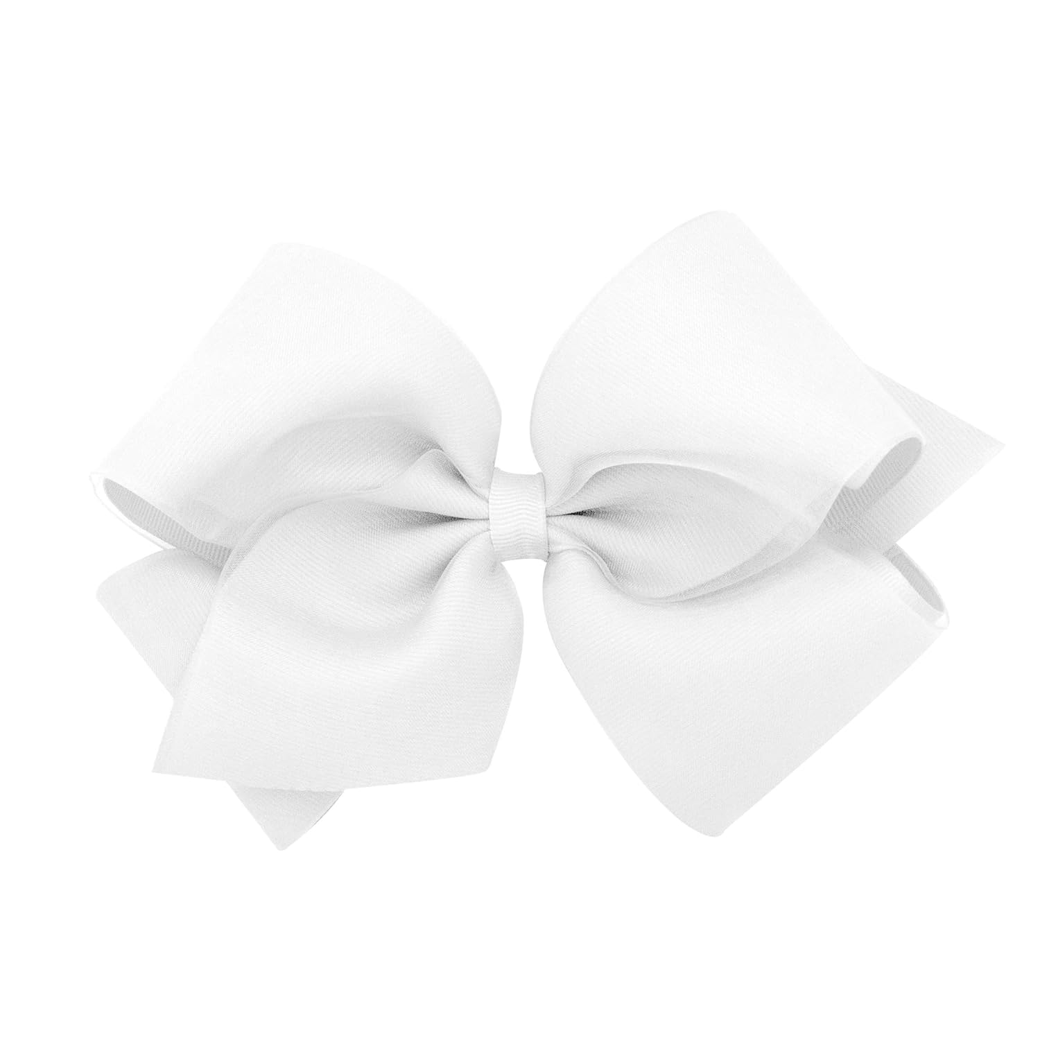 Wee Ones Girls' Grosgrain Hair Bows with Organza Overlay on a WeeStay Clip, King, White