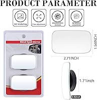 Vista 3 de LivTee Espejo de punto ciego para coche, Espejo lateral rectangular de cristal HD sin marco convexo reutilizable, Espejos retrovisores de ángulo