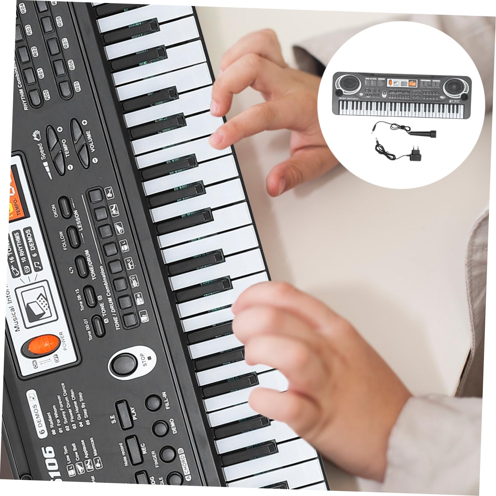 Juguete de Piano para Niños Pequeños Negro Abs, 61 Teclas