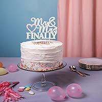 Vista 5 de Finally Mr & Mrs - Decoración de pastel de diamantes de imitación de boda plateada y rosa, perfecta para despedidas de soltera, compromiso, bodas