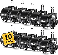 HOLKIE Office Chair Wheels 11x22mm Universal Fit 2 Inch Castors Replacement, Black 10 Pack