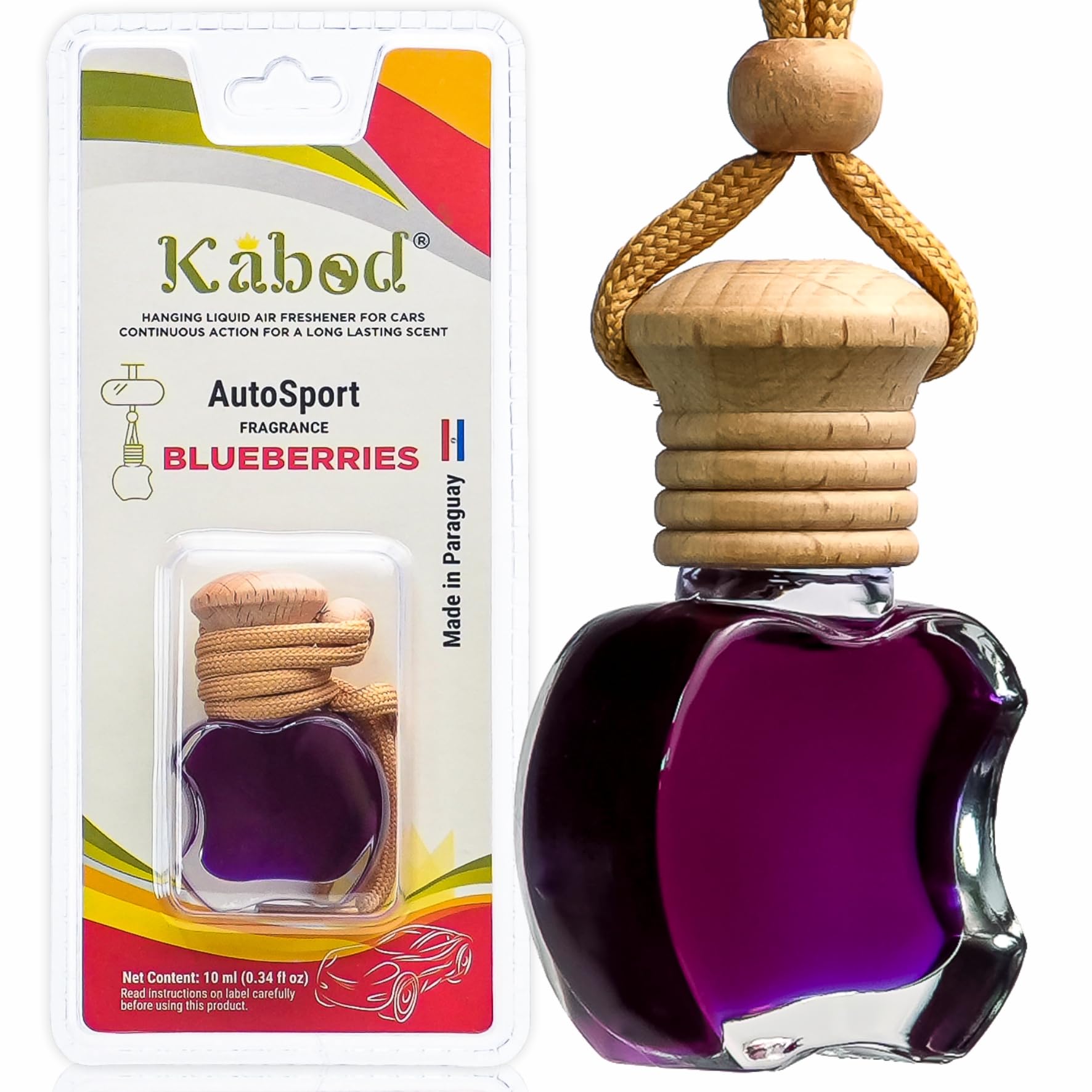 Kabod Blueberries Hanging Car Air Freshener | Essential Oil Diffuser | Sweet Fruity Scent | Natural Odor Eliminator | Long-Lasting Fragrance | 10 ml