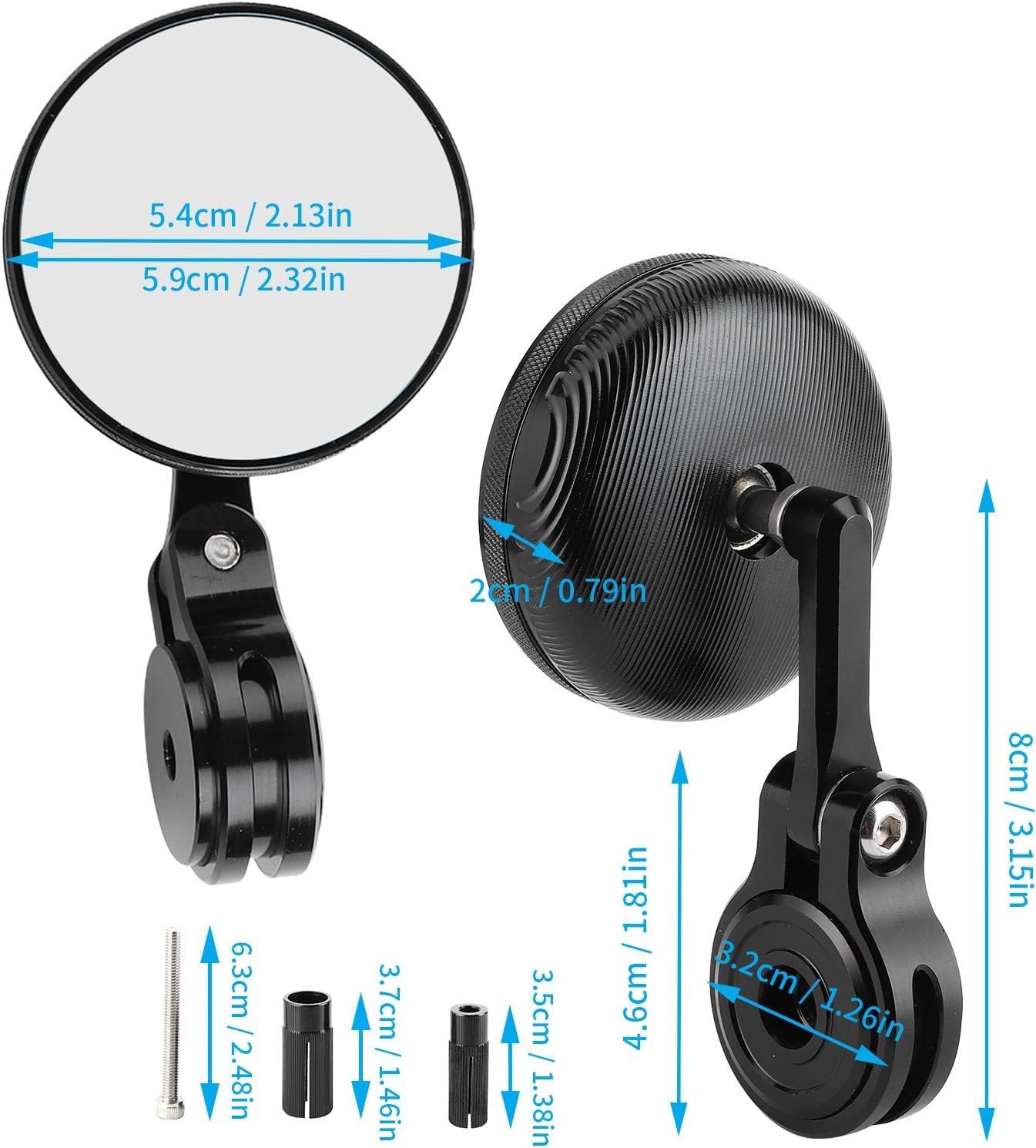 Rétroviseur de moto, rétroviseurs de guidon en aluminium CNC rétroviseur d'aile latérale verre bleu anti-éblouissement pour Modification de moto