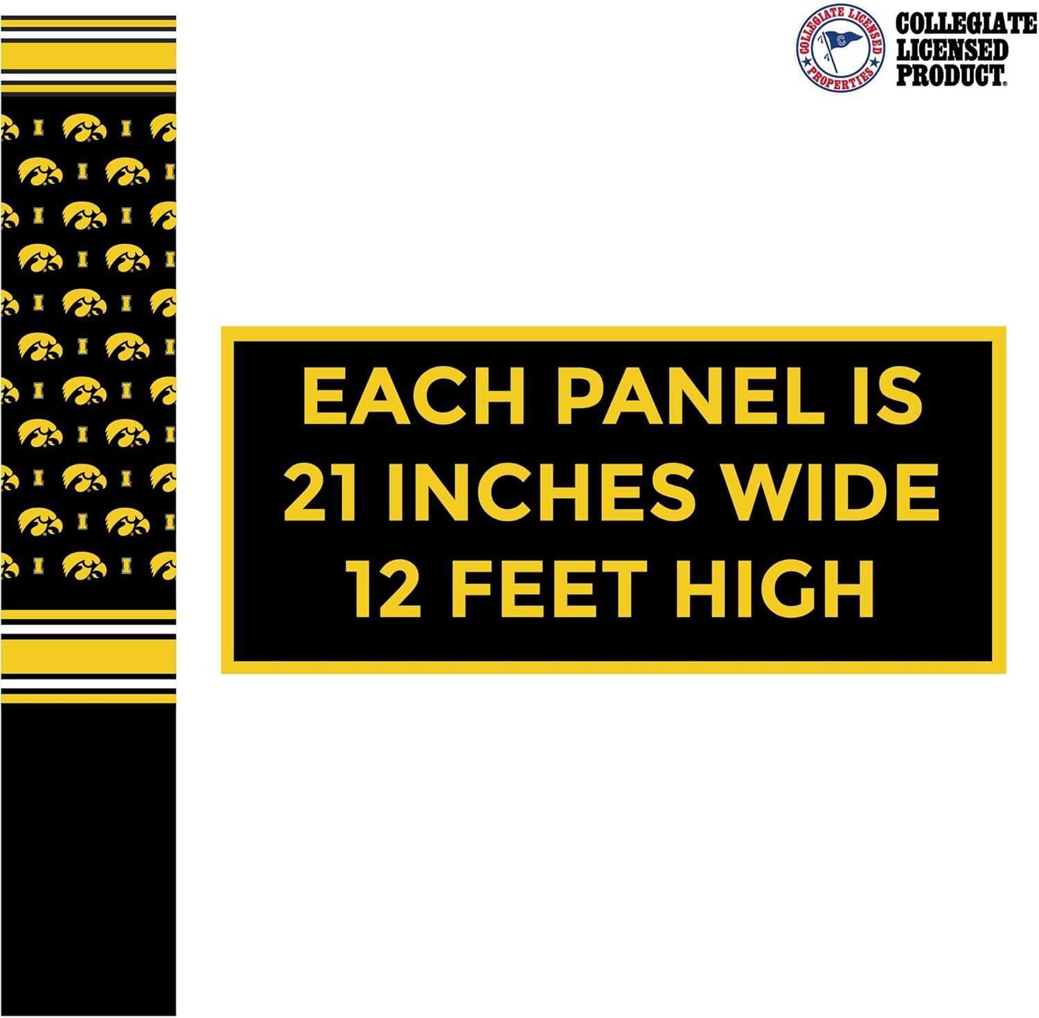 VictoryStore Iowa Hawkeyes Peel and Stick Wallpaper 12ft x 21in | NCAA University of Iowa Wall Décor | Easy Apply & Remove Vinyl | Matte Finish | Home, Dorm, Bedroom, or Man Cave