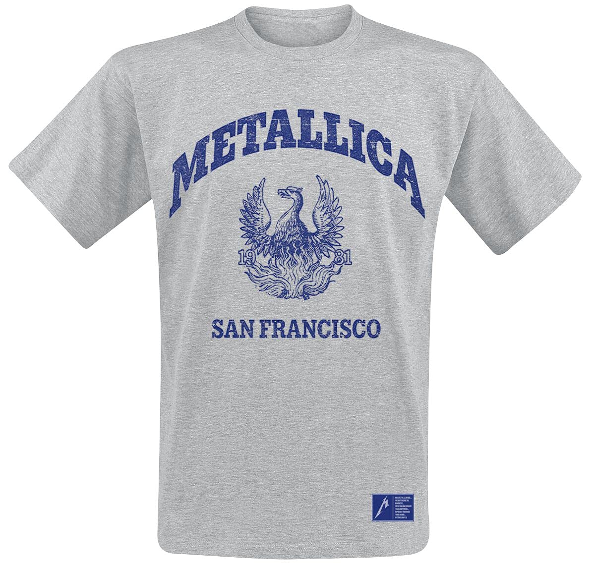 Paradiso Clothing Unisex Grey Metallica College Crest T Shirt - Xxl
