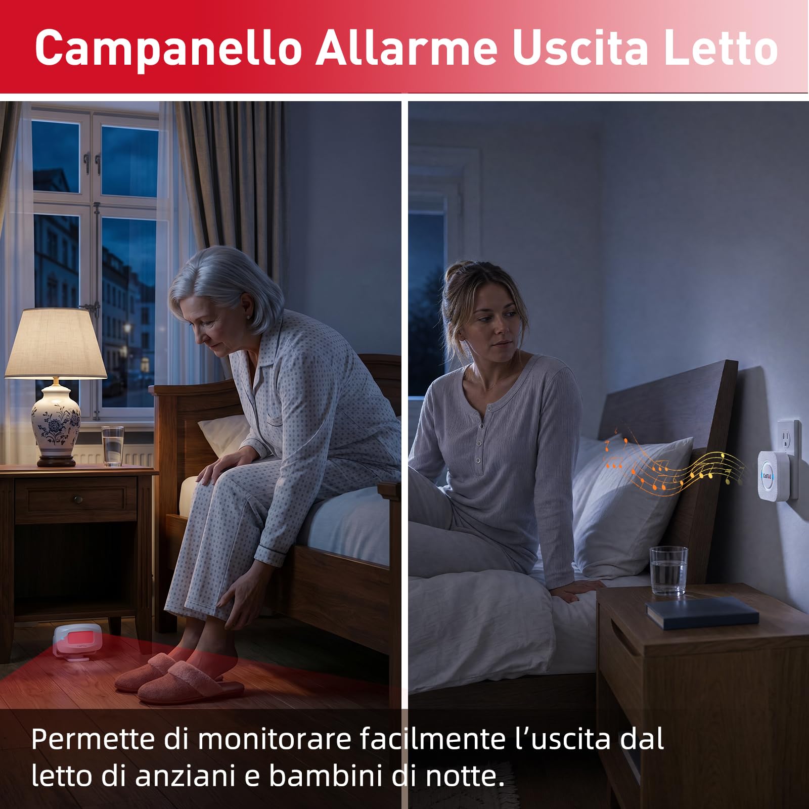 CallToU Timbre detector de movimiento de alarma interior, detector de paso, puerta de tienda con sensor giratorio de 360°, ideal para tiendas, campanas de gato, personas mayores y hogar