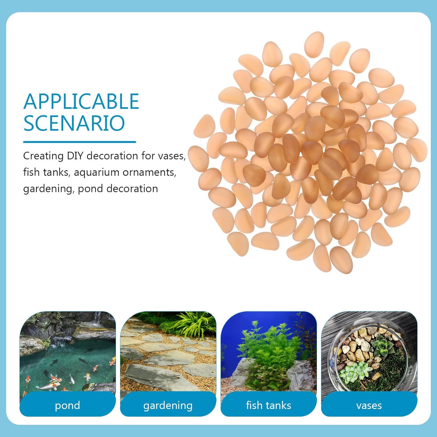 GANAZONO 2bags Decorative Stones for Aquariums Fish Tank Gravel Smooth Pebbles for Tank Decorations Garden and Use Easy to Arrange and Your Fish Aesthetic
