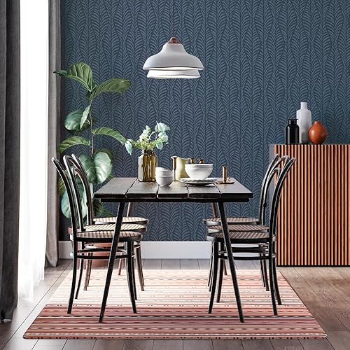 Miniatura 3 de Tempaper Papel tapiz extraíble con hojas con estampado de bloques azules, 20.5 pulgadas x 16.5 pies, fabricado en los Estados Unidos