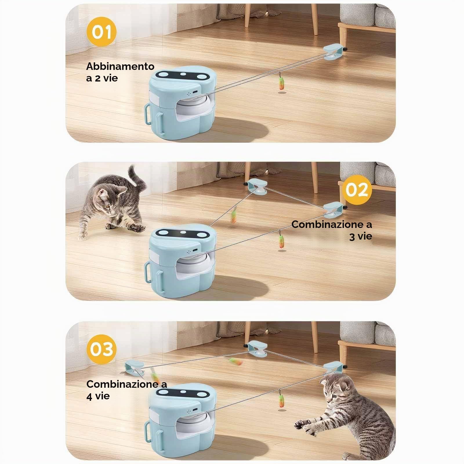 Giocattolo interattivo per gatti da interni, 3 velocità automatico/manuale, giocattolo per l'inseguimento del gatto, giocattolo per l'arricchimento e l'esercizio per gatti annoiati da
