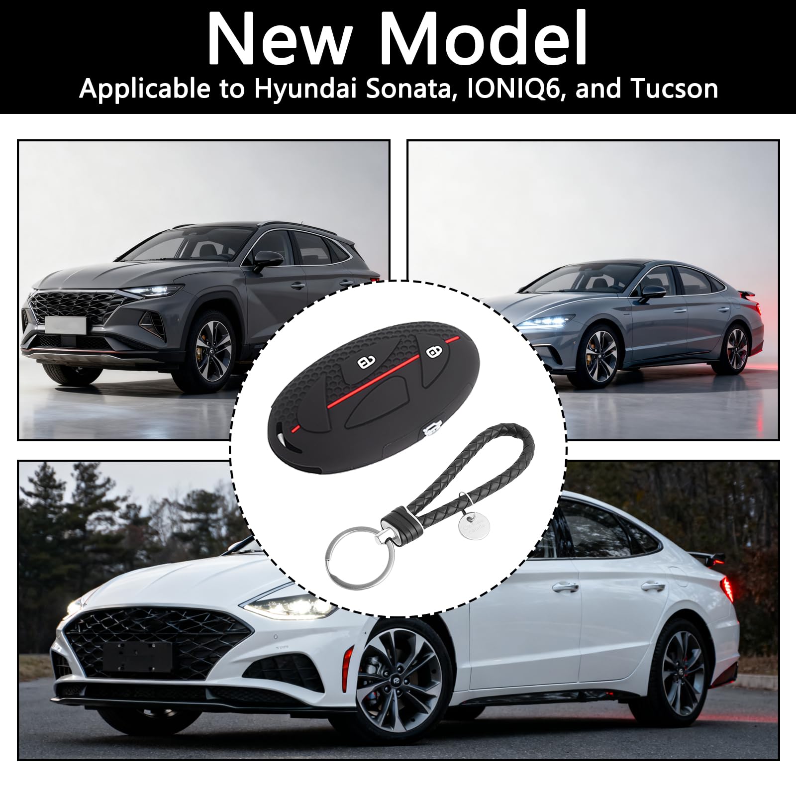 Hyundai Tucson etui na kluczyki samochodowe Hyundai Tucson, akcesoria, silikonowe, do Hyundai 2023, 2024, 2025, pasuje do Sonata, Ioniq 6 Tucson, etui na kluczyki samochodowe z 3 przyciskami