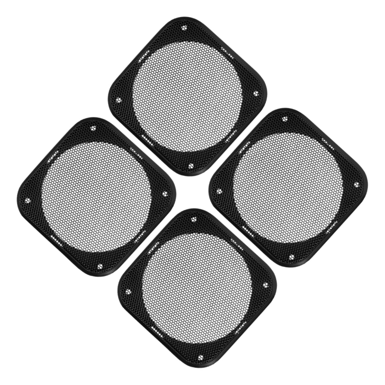 HAPINARY 4pcs Square Speaker Grill Cover Decorative Metal Mesh Net for Car and Installation and Mesh Black