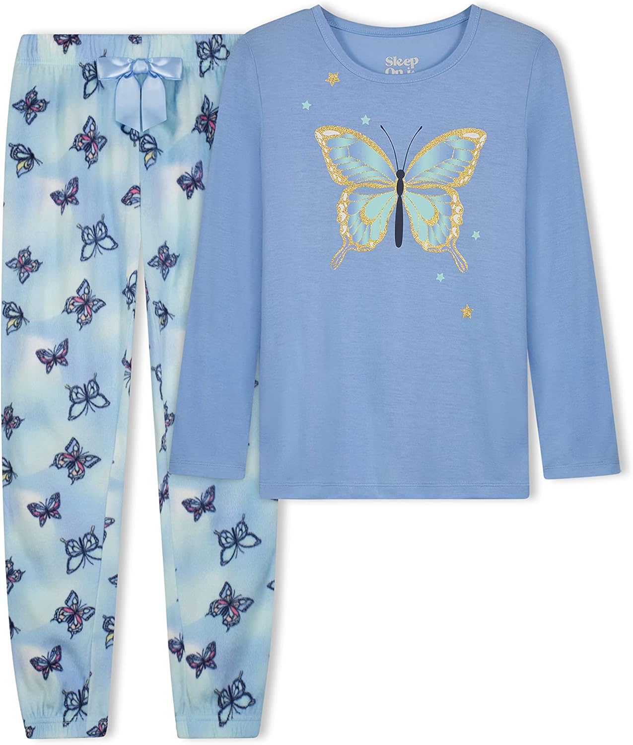 Sleep On It Girls Fleece Pajama Set Long Sleeve Tops & Fleece Pants Soft Kids Sleepwear Multipack Cute Prints Sizes 4-14 - Image 4