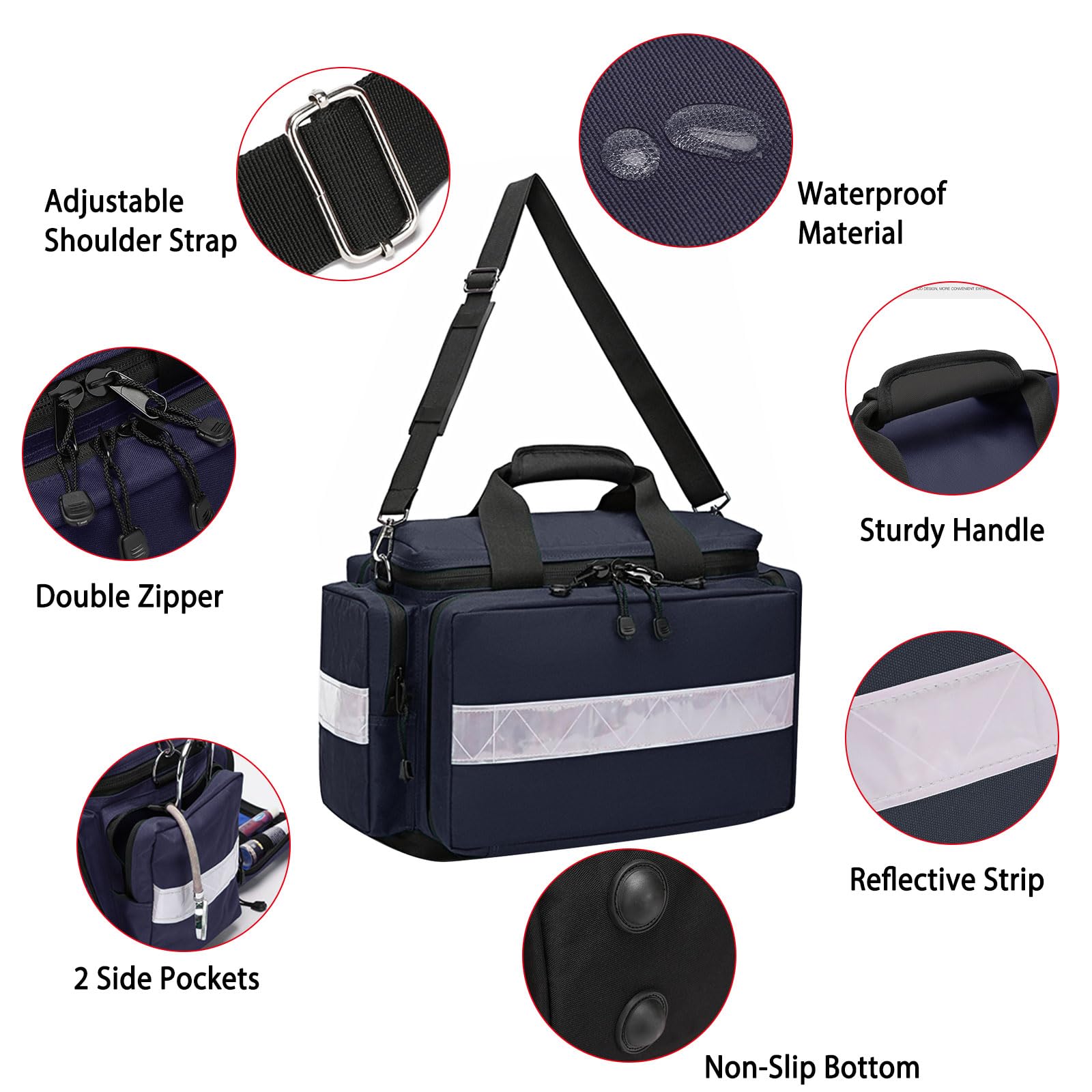 Bolsa médica grande vacía, bolsa profesional de emergencia para traumatismos, bolsa de primeros auxilios de viaje, organizador de suministros médicos, almacenamiento para cuidado de la salud