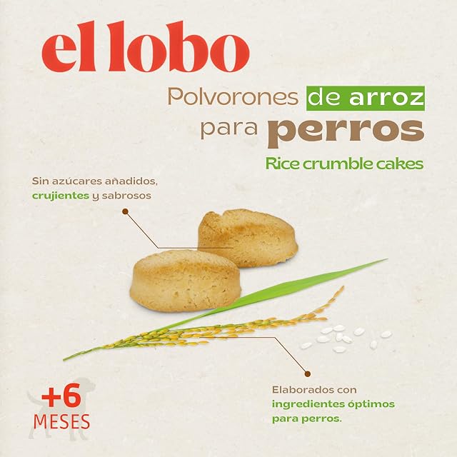 Foto 3 de 8 de El Lobo Polvorones de Arroz para Perros, Snack Natural, 120 g