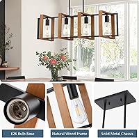 Vista 3 de Iluminación de isla de cocina de 35.4", lámpara de araña de 4 luces para comedor estilo granja, iluminación colgante moderna en negro, luces