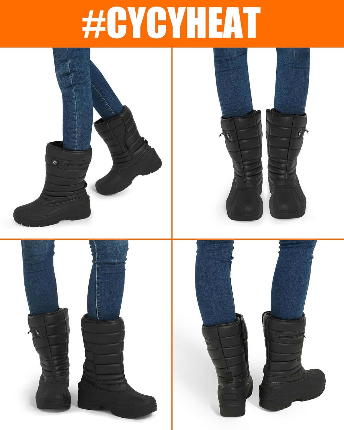 Heated Boot - Men and Women Non-Slip Water Proof Electric Heating Shoe, Upgraded 6000mAh Battery Pack (Black Women's, 6-7)