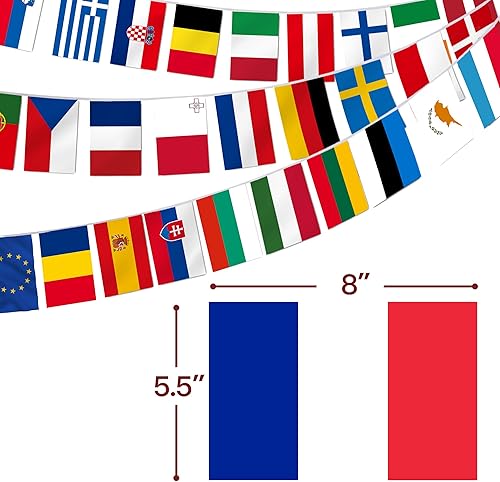 Miniatura 3 de Anley Bandera de cuerda de la Unión Europea, bandera de 28 países de la Unión Europea, decoración para gran inauguración, bar deportivo, eventos de